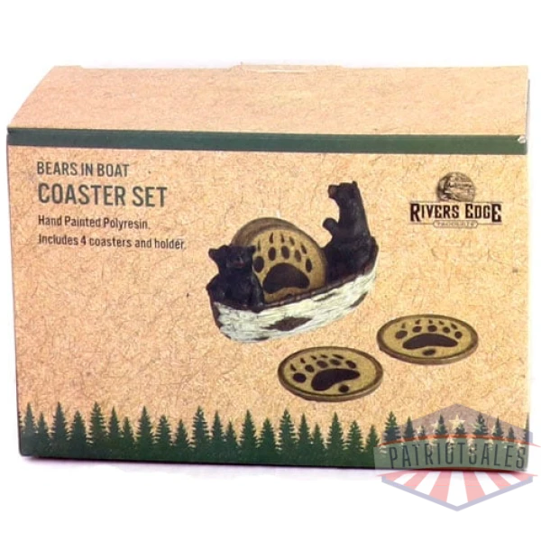 rivers edge bears in a boat