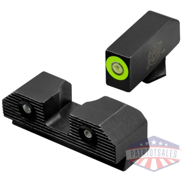xs sight systems r3d 2.0 night sights for glock 20/21/29/30/30s/37/40/41 green front with black rear