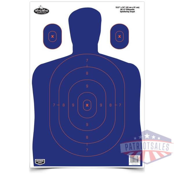 birchwood casey dirty bird bc-27 silhouette target - 16.5"x24" blue/orange 3 pack