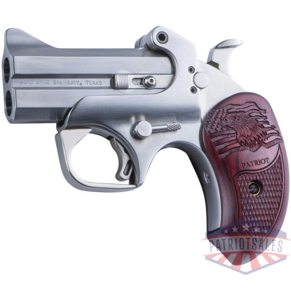 bond arms patriot handgun .45 lc/.410 2/rd capacity 3" barrel silver with rosewood grip