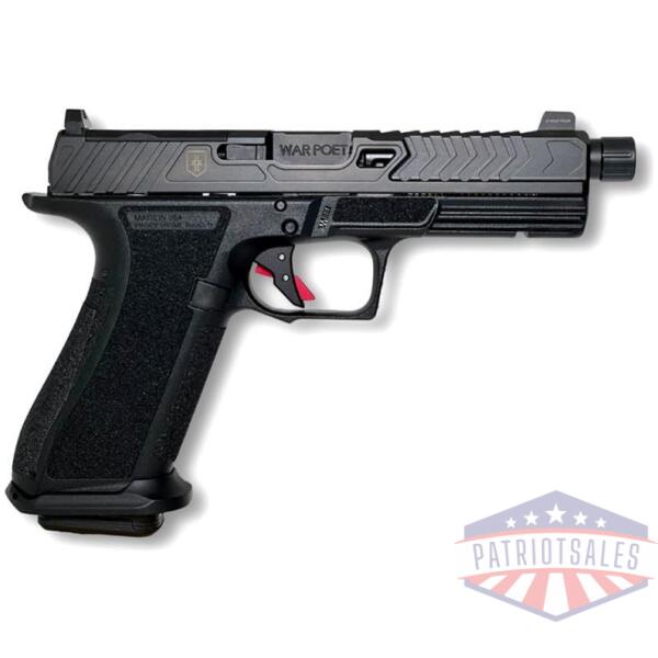 shadow systems dr920 war poet handgun 9mm luger 17rd magazines (2) 5" threaded barrel black war poet slide engraving with night sights