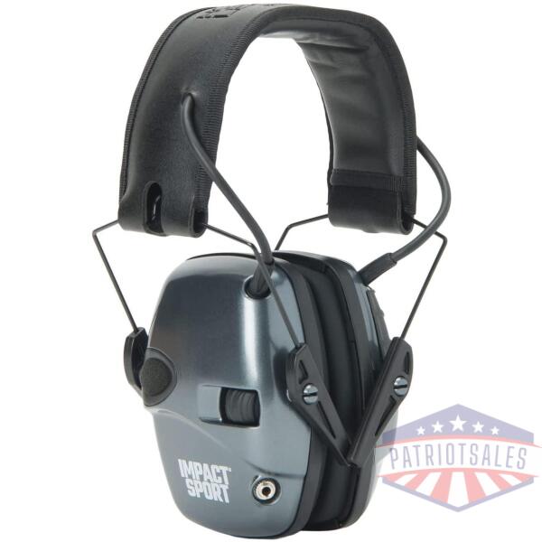 howard leight impact sport small earmuff - metallic charcoal grey black band 22db nrr