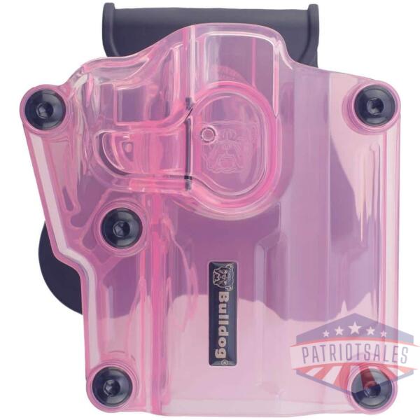 bulldog max multi-fit polymer holster w/ paddle-transparent pink rh