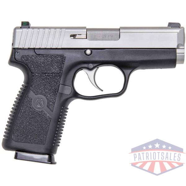 kahr p9 handgun 9mm luger 7rd(2)&8rd(1) magazines 3.6" barrel stainless slide/black grip  night sights ca compliant