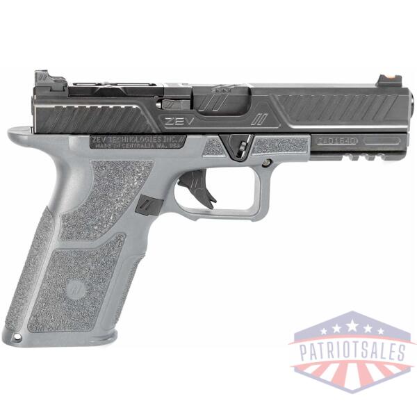 zev technologies oz9 standard combat pistol 9mm luger 17rd magazines 4.5" barrel black slide gray grip