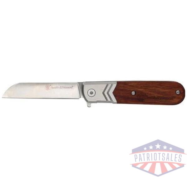 smith & wesson executive spring assist barlow knife 2 3/4" blade wood handle