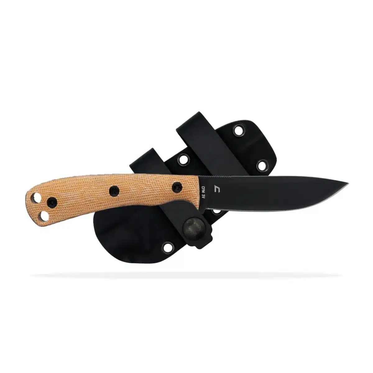 Shield arms ascent fixed knife 3-3/5" black drop point blade brown - image 1