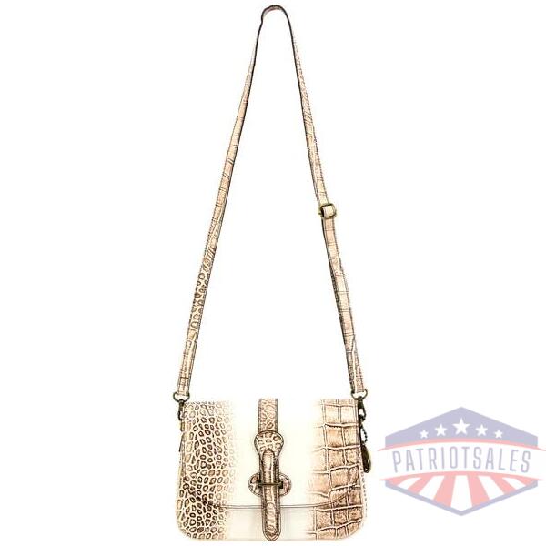 rugged rare smith & wesson croc crossbody beige