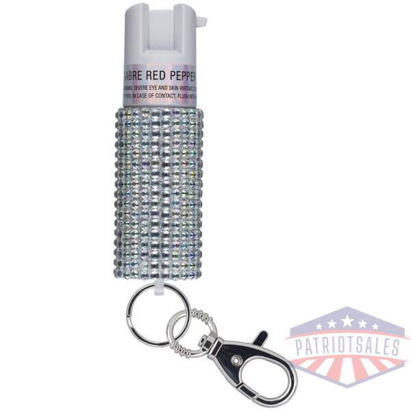 sabre jeweled pepper spray with key ring silver
