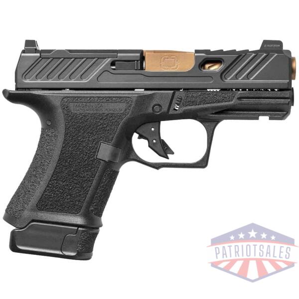 shadow systems cr920 elite slide handgun 9mm luger 13&10rd magazine 3.41" bronze barrel black frame
