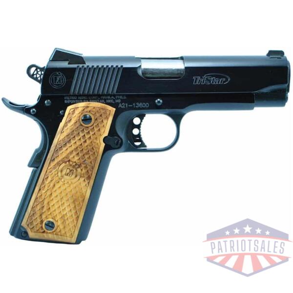 tristar american classic commander 1911 handgun 9mm luger 10/rd magazine 4.25" barrel black with wood grip