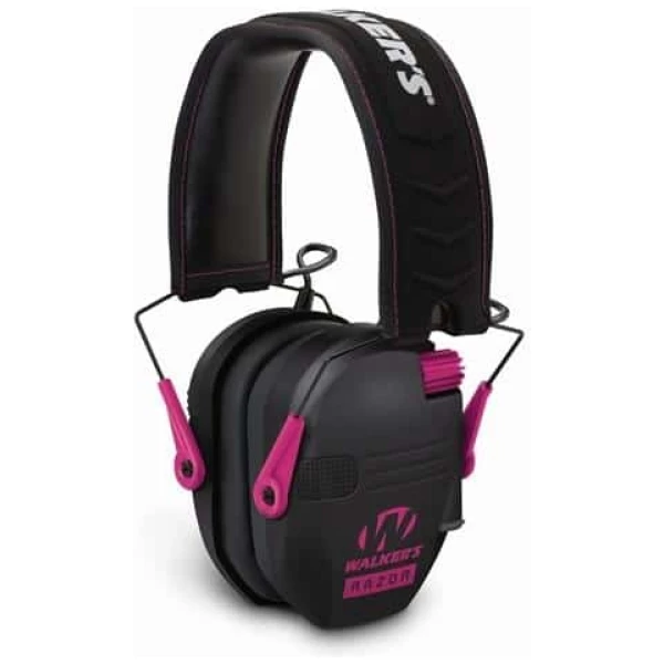 Walker's Game Razor Slim Shooter Folding Ear Muffs-Pink