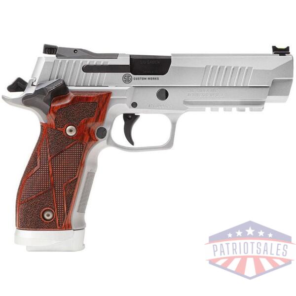 sig sauer p226 xfive handgun 9mm luger 10rd magazines (3) 5" barrel silver with brown grips