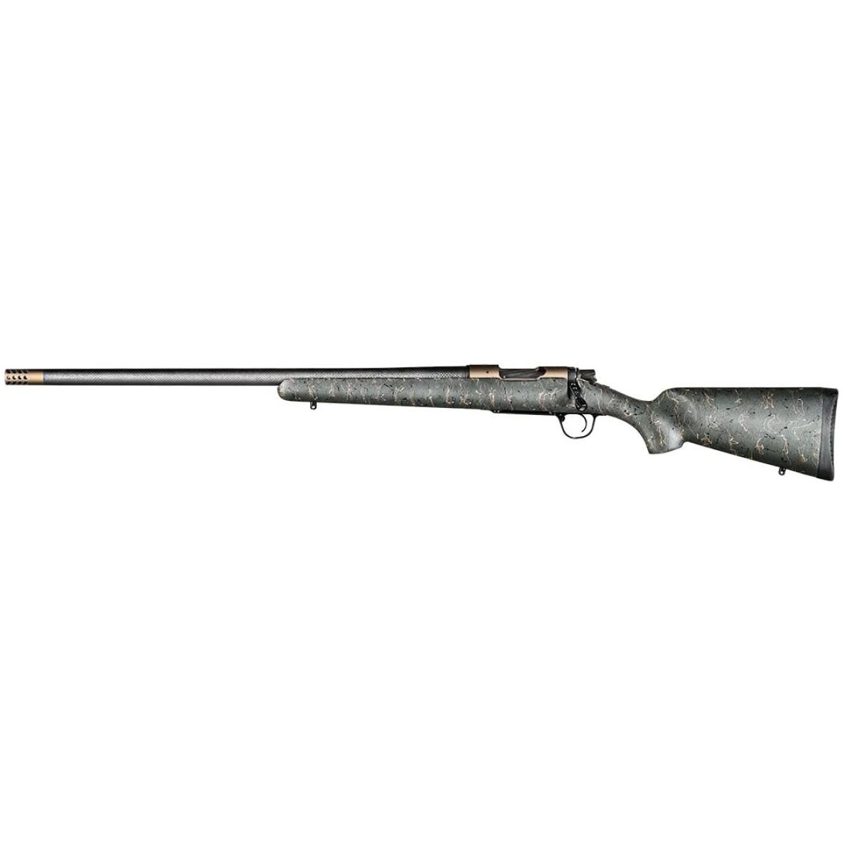 Christensen arms ridgeline left hand rifle 6. 5 creedmoor 4rd magazine 20" bronze barrel green black/tan webbing stock - image 1