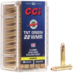 CCI TNT Green Rimfire Ammunition .22 WMR 30 gr. HP 2050 fps 50/ct
