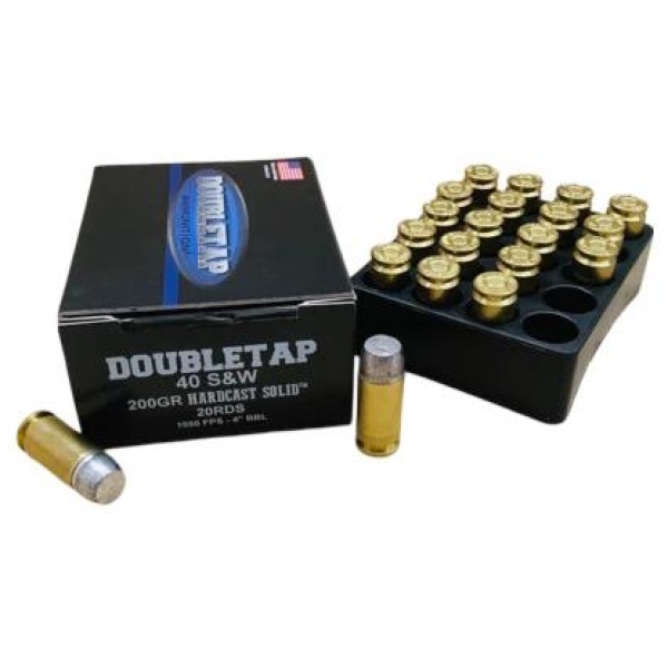 Double Tap Hardcast Solid Handgun Ammunition .40 S&W 200gr HC 1050 fps 20/ct