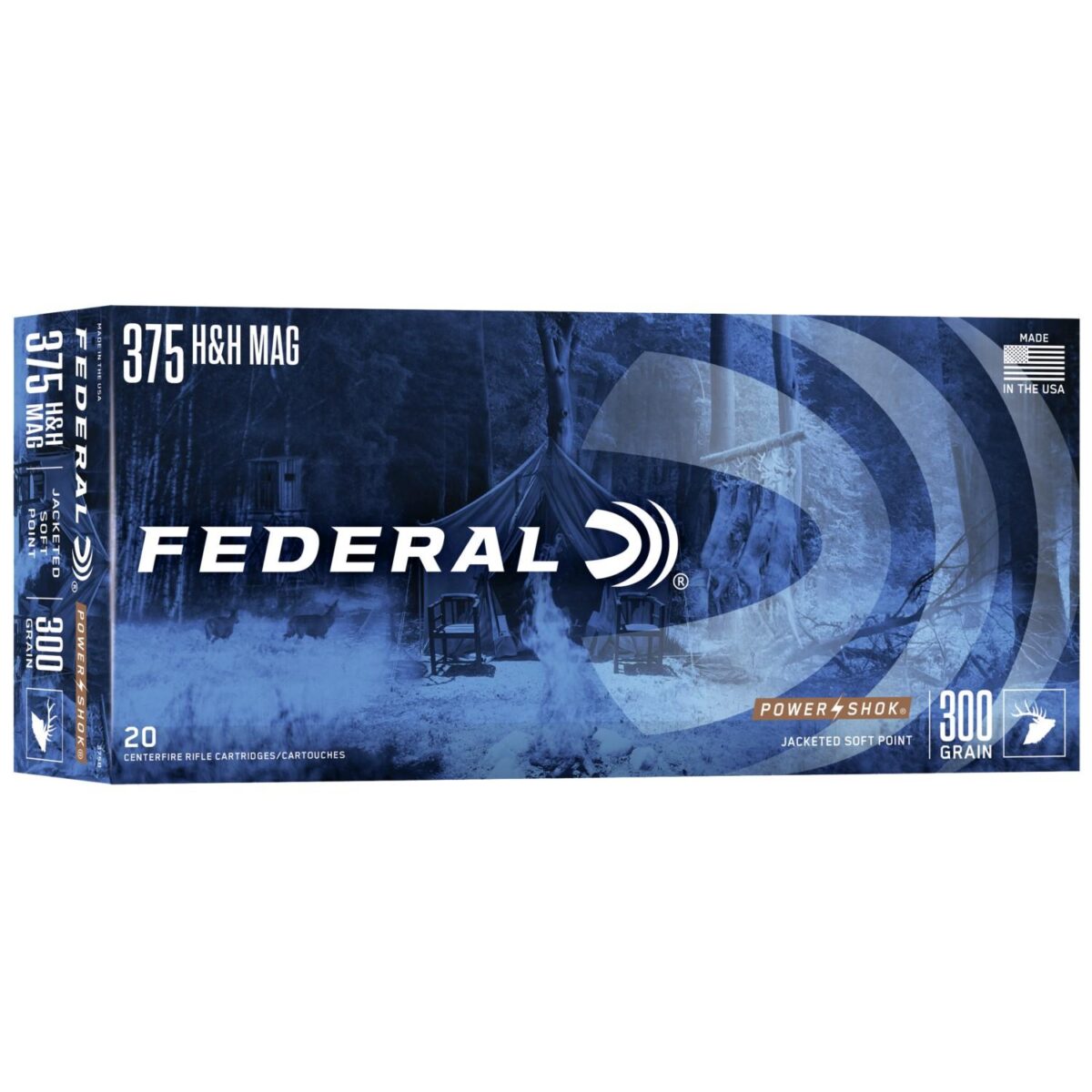 Fa375b_1. Jpg - federal power-shok rifle ammunition. 375 h&h 300 gr sp 2530 fps - 20/box - fa375b 1