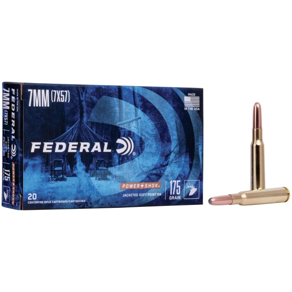 Federal Power-Shok Rifle Ammunition 7mm Mauser 175 gr RNSP 2390 fps - 20/box