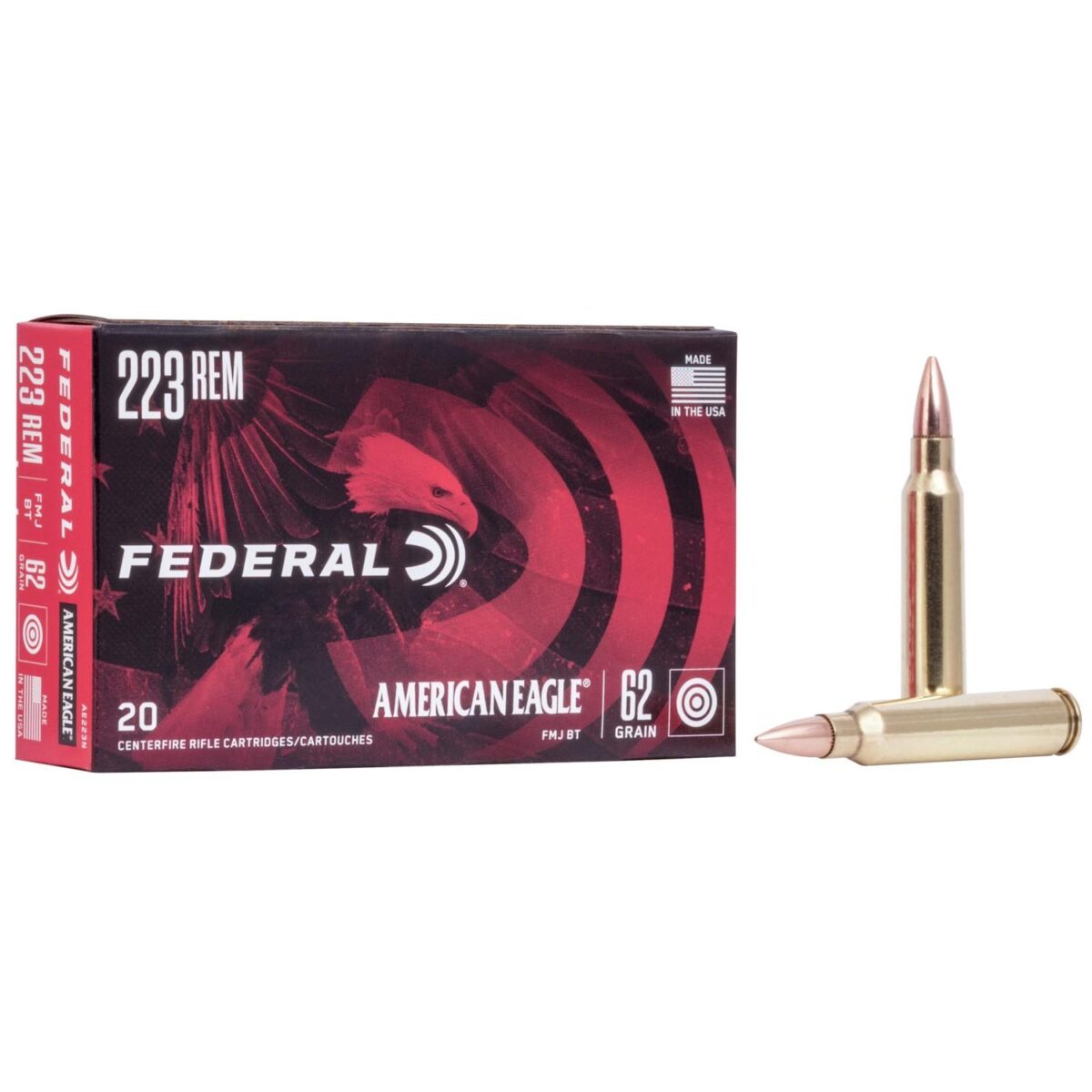 Faae223n_2. Jpg - federal american eagle rifle ammunition. 223 rem 62 gr fmj 3020 fps - 20/box - faae223n 2