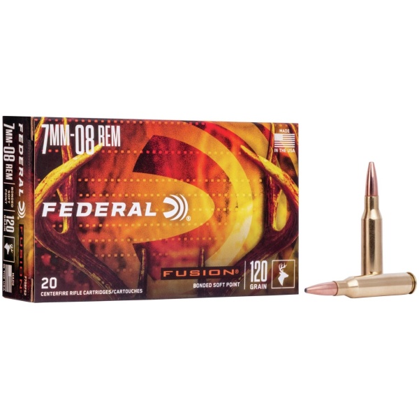 Federal Fusion Rifle Ammunition 7mm-08 Rem 120 gr BTSP 3000 fps - 20/box