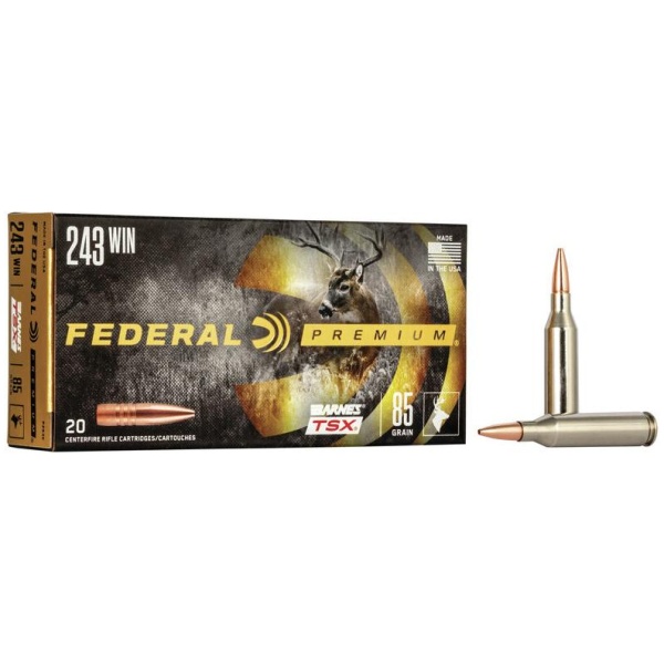 Federal Barnes TSX Rifle Ammuntion .243 Win 85gr TSX 3200fps 20/ct
