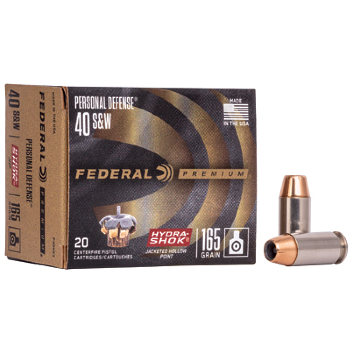 Fed hydra-shok 40s&w 165gr 20/500 - image 1