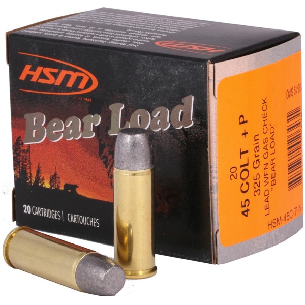 HSM Bear Load Hard Cast Handgun Ammunition .45 Colt 325gr WFN Gas Check 1155 fps 20/ct