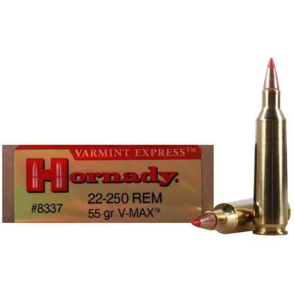 Hornady Varmint Express Rifle  Ammunition .22-250 Rem 55 gr V-MAX 3680 fps - 20/box