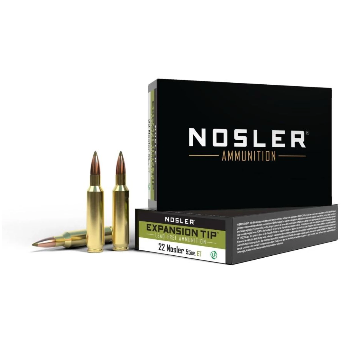 Nosler e-tip rifle ammunition. 22 nosler 55gr etip 3500 fps 20/ct - image 1