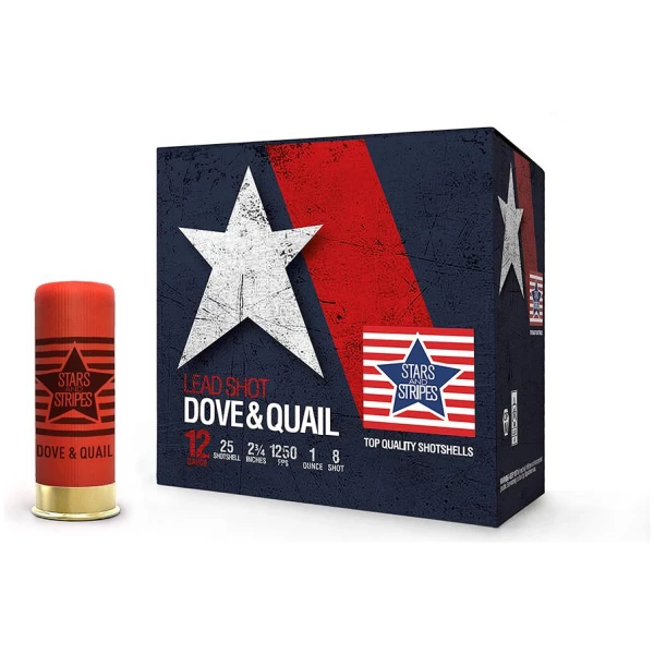 ppu stars & stripes dove & quail shotshells  12ga 2-3/4'' 1 oz 1250 fps #8 25/ct