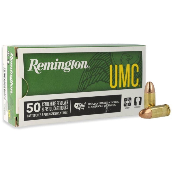 Remington UMC Handgun Ammunition 9mm Luger 124 gr. FMJ 1110 fps 50/ct
