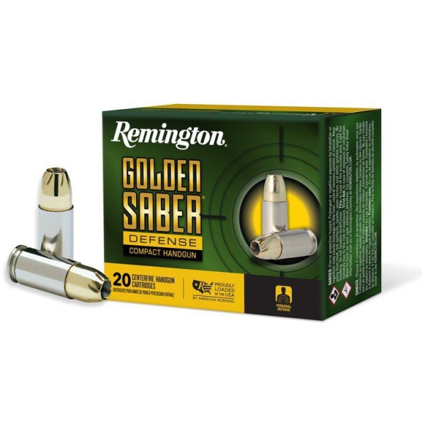 Remington Golden Saber Defense Compact Ammunition 9mm Luger 124gr BJHP 1020 fps 20/ct
