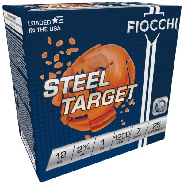 Fiocchi Target Steel Low Recoil Shotshells 12ga 2-3/4" 1oz 1200 fps #7 25/ct