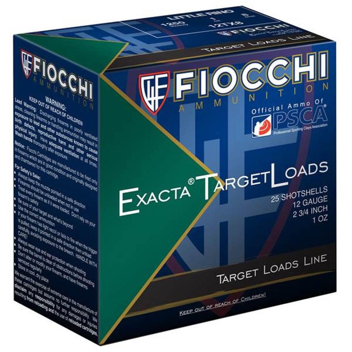 Fiocchi little rino exacta target 12ga 2-3/4" 1 oz 1250 fps #7. 5 25/ct - image 1