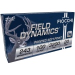 Fiocchi Field Dynamics Rifle Ammunition .243 Win 100 gr PSP 3200 fps 20/ct