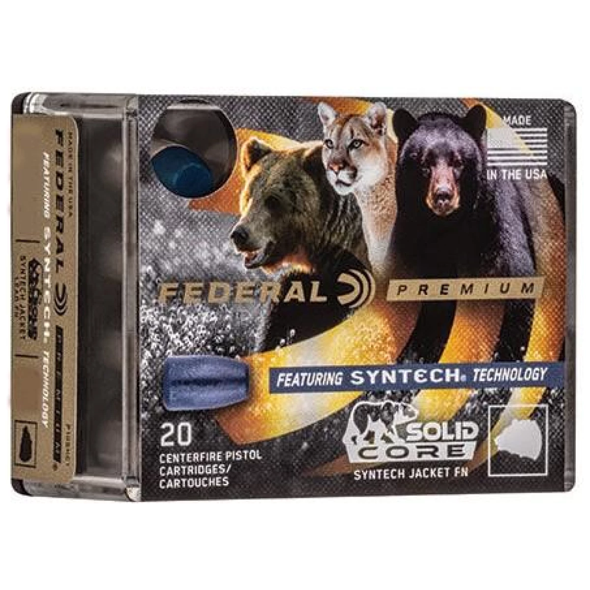 Federal solid core handgun ammunition 9mm luger (+p) 147 gr tsj 20/ct - image 1