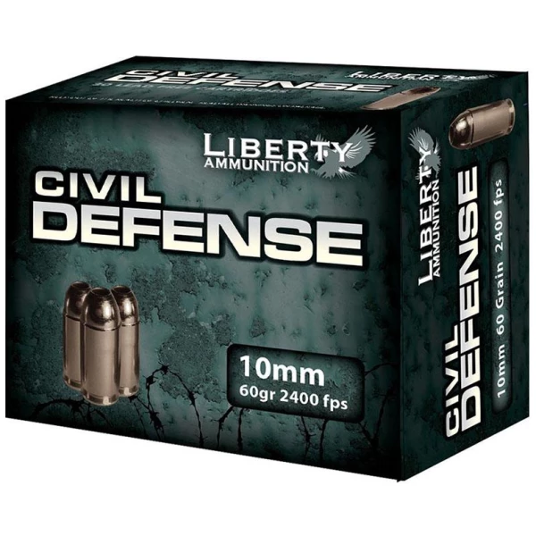 Liberty Civil Defense Handgun Ammunition 10mm Auto 60 gr SCHP 2400 fps 20/ct