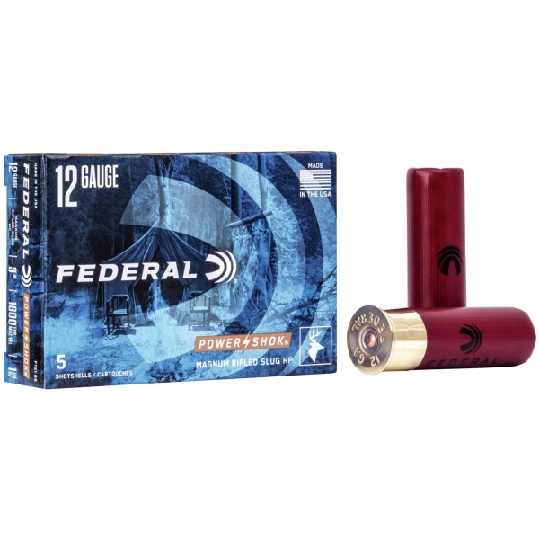 Federal Power-Shok Rifled Slug 12 ga 3" MAX 1 1/4 oz Slug 1600 fps - 5/box