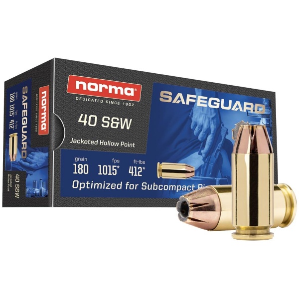 Norma Safeguard Handgun Ammunition .40 S&W 180gr JHP 1015 fps 50/ct