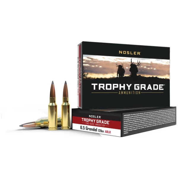 Nosler Trophy Grade Rifle Ammunition 6.5mm Grendel 129gr AB 2350 fps 20/ct