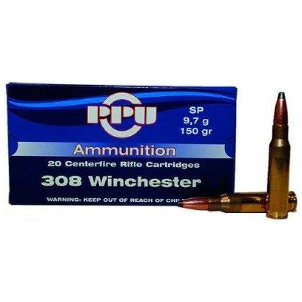 PPU Rifle Ammunition .308 Win 150 gr SP 2820 fps  20/ct