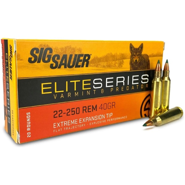 Sig Sauer Elite Varmint & Predator Rifle Ammunition 22-250 Rem 40gr PT 3975 fps 20/ct