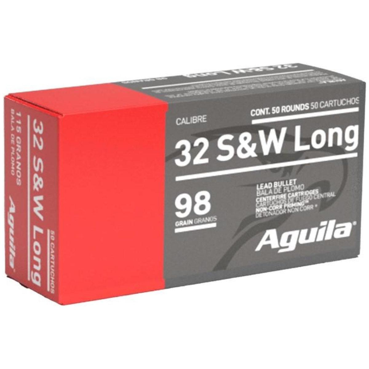 Aguila handgun ammuntion. 32 s&w long 98 gr fmj 705 fps 50/ct - image 1