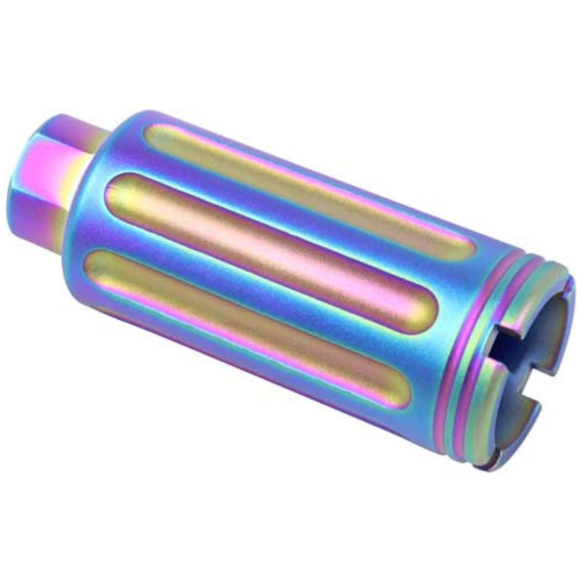 Conefhsgen2rpvd. Jpg - guntec ar15 slim line cone - flash can gen 2 rainbow pvd - conefhsgen2rpvd