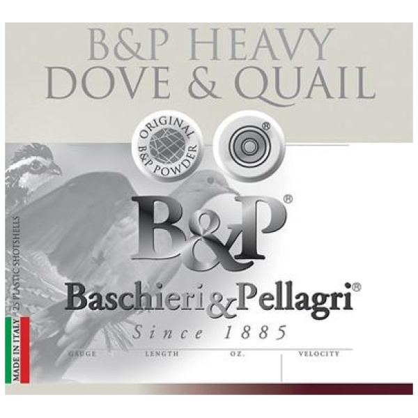 B&P Dove & Quail Shotshells- 12 ga 2-3/4 In 1-1/8 oz #8 1255 fps 25/ct