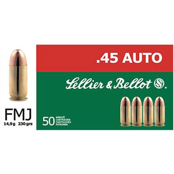 Sellier & Bellot Pistol & Revolver Ammo .45 Gap 230 gr FMJ 50/Box