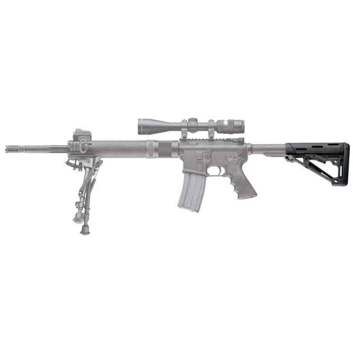 15050_gun. Jpg - hogue ar-15 collapsible stock - black rubber commercial - 15050 gun