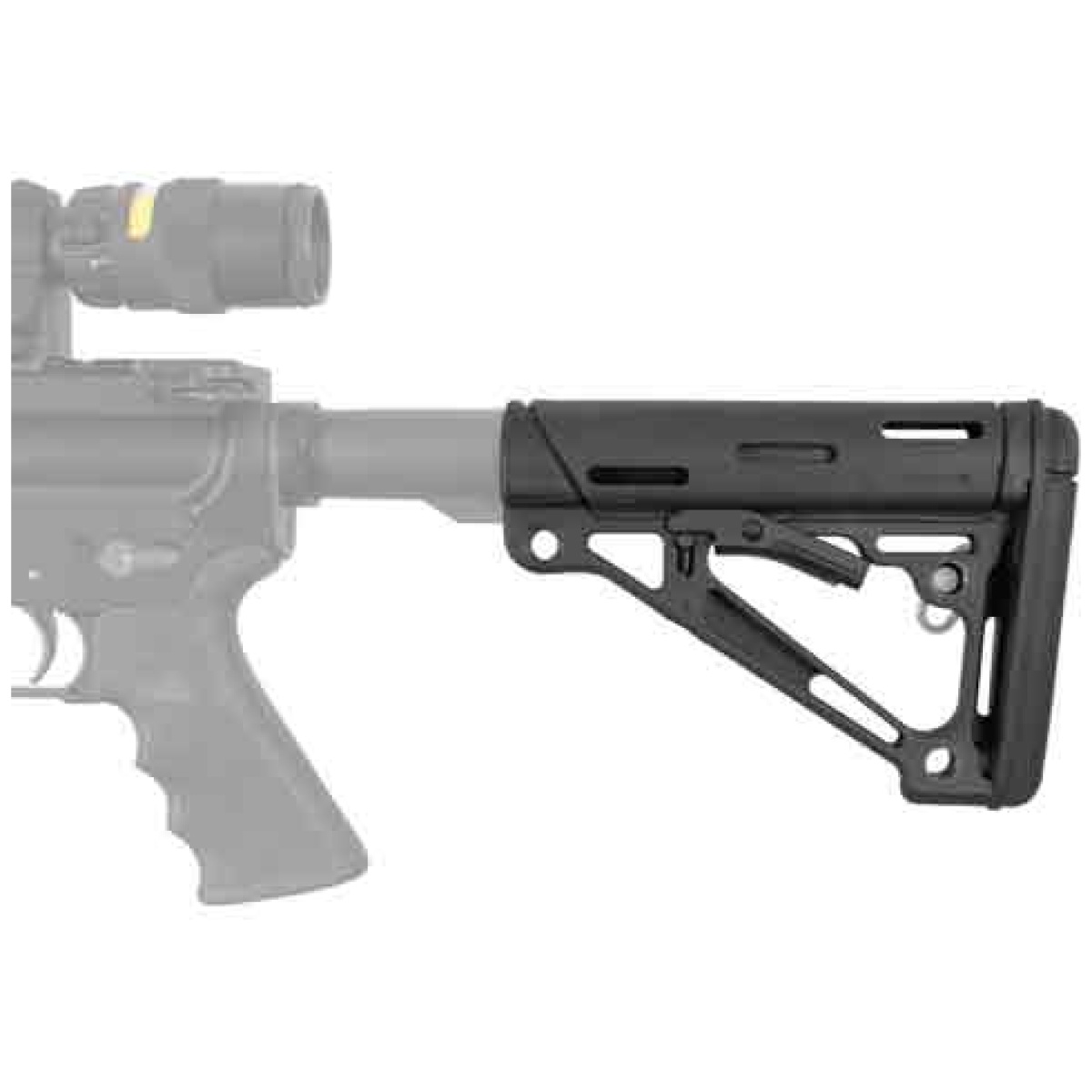 15050_on-gun. Jpg - hogue ar-15 collapsible stock - black rubber commercial - 15050 on gun