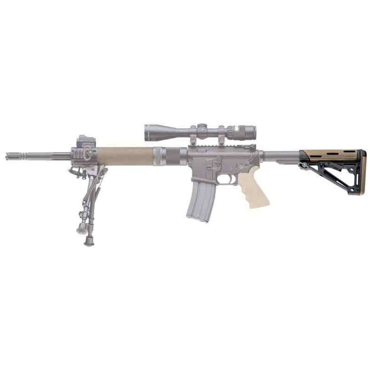 15350_gun. Jpg - hogue ar-15 collapsible stock - fde rubber commercial - 15350 gun
