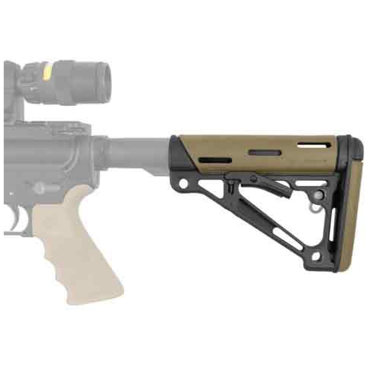 15350_on-gun. Jpg - hogue ar-15 collapsible stock - fde rubber commercial - 15350 on gun